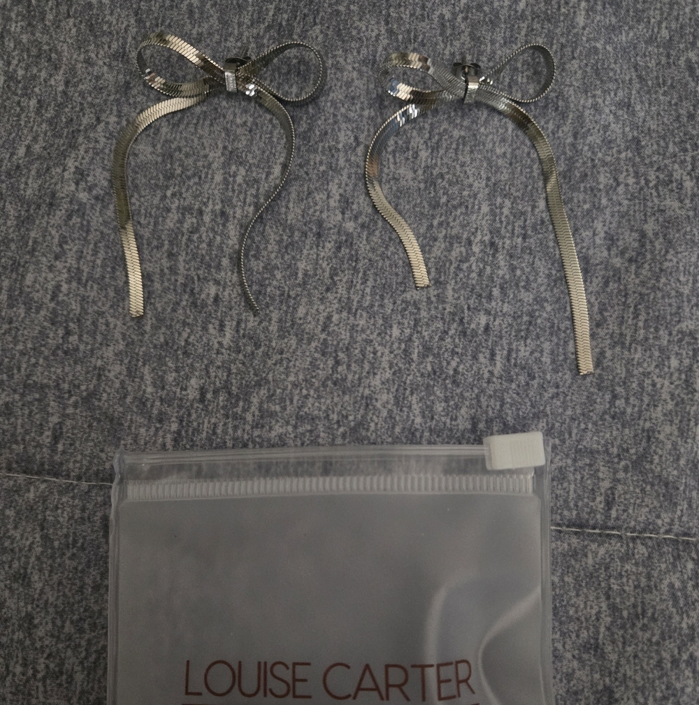 Louise Carter Silver Bow Drop Earrings